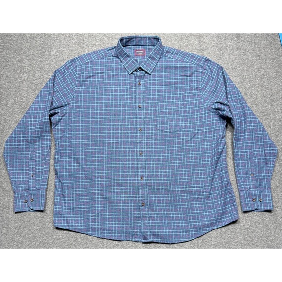 Untuckit Shirt‎ Mens 3XL Blue Red Stripe Flannel Long Sleeve Casual Button XXXL - Picture 2 of 9